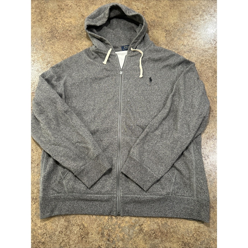 Polo Ralph Lauren Men's Full- Zip Fleece Hoodie Size 2XL Heather Grey Pony Logo